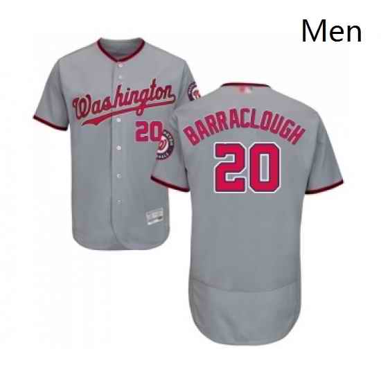 Mens Washington Nationals 20 Kyle Barraclough Grey Road Flex Base Authentic Collection Baseball Jersey